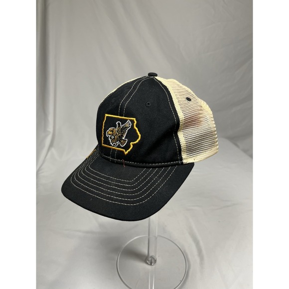 Iowa Hawkeyes Other - Iowa Hawkeyes Trucker Hat Black Tan Mesh Adjustable Strapback Herky Mascot Cap